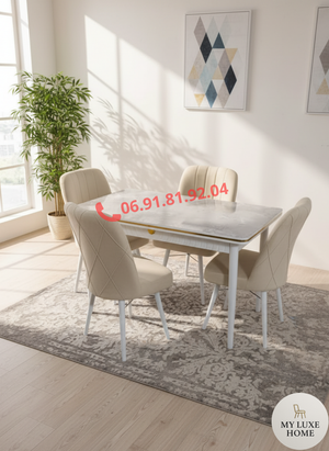 Table à manger avec 4 chaises – Finition High Gloss