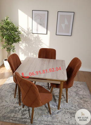 Table à manger carrée 70×70 cm avec 4 chaises