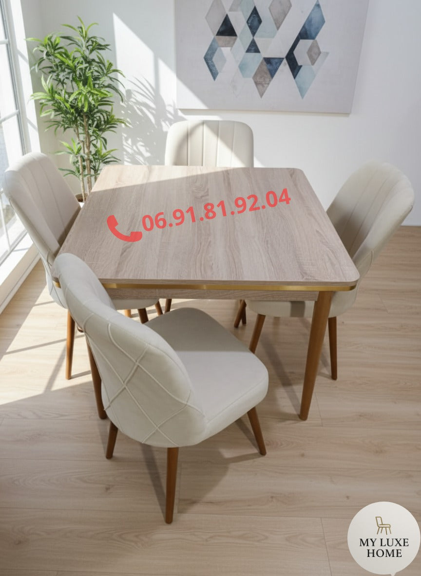 Table à manger carrée 70×70 cm avec 4 chaises