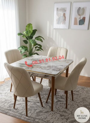 Table à manger carrée 70×70 cm avec 4 chaises